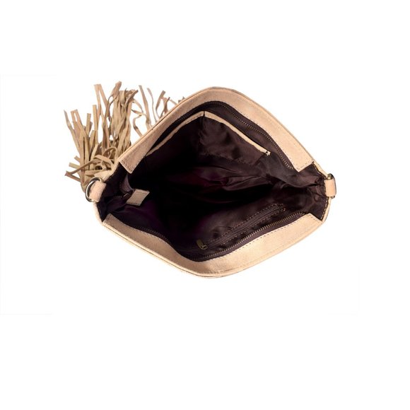 Leather Shoulder Bag with Fringe and Strap, Western Cowhide Purse for Woman - Picture 5 of 6